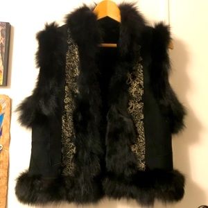 Bear Fur One of A Kind Black Vest Small